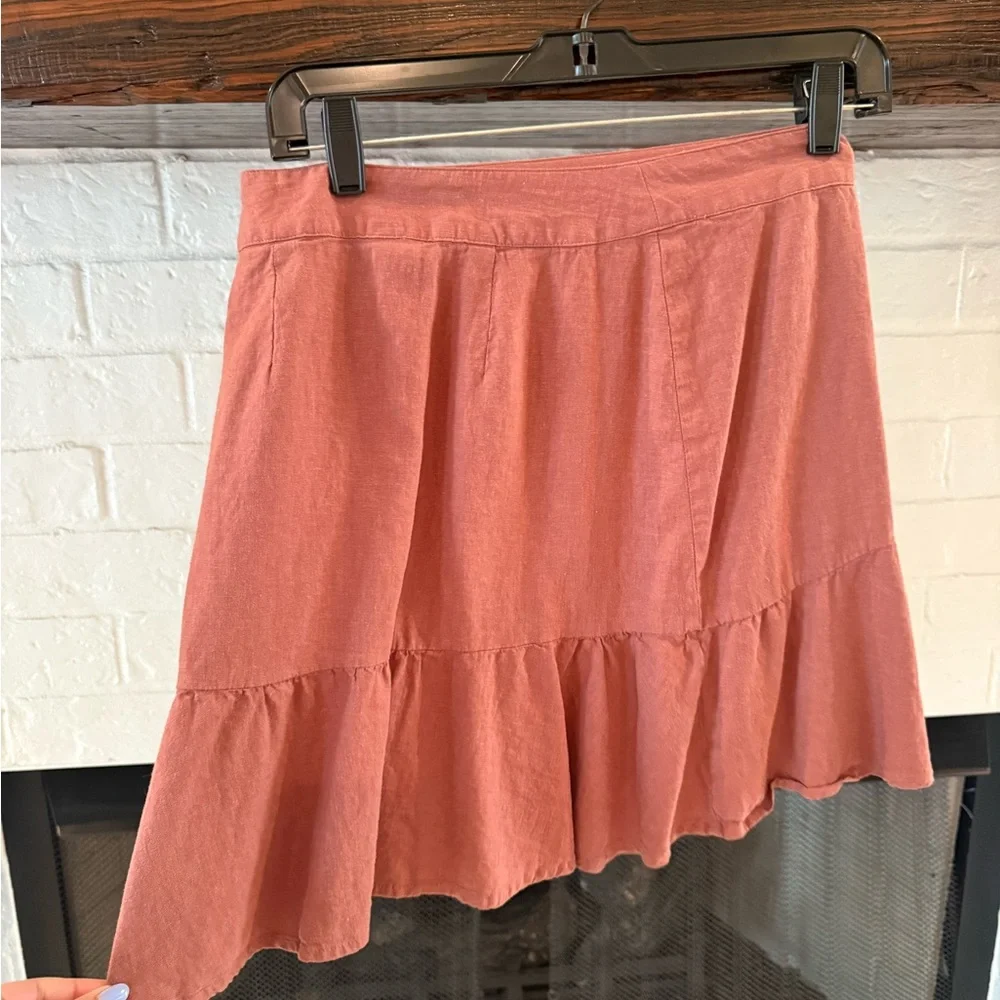 Free People Rust Ruffle Wrap Mini Skirt - Picture 4 of 6
